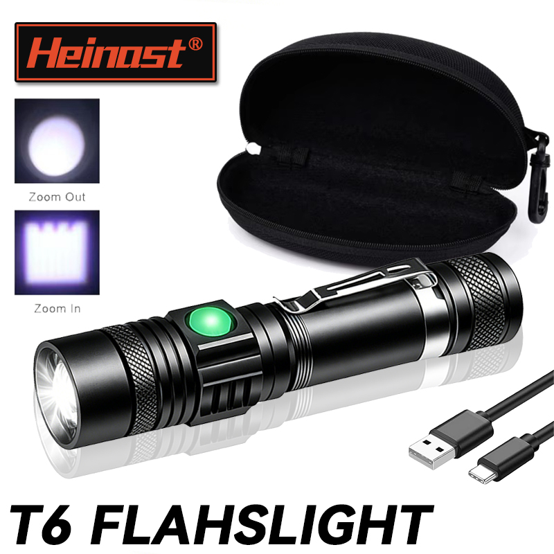 Hunting Outdoor - T6 LED 充電式懐中電灯、18650 ズーム可能なトーチ、キャップクランプ、ヘッドランプ、ペンクリップ、屋外キャンプ用ハンドヘルドワークライト