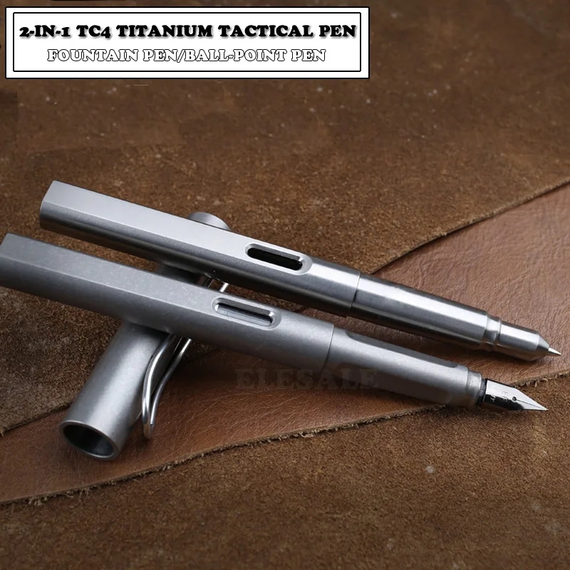 Tactical Pen Tool - Tc4万年筆,チタン,2-in-1,高品質,戦術ペン,自己防衛,ビジネスペン,edcツール,直接配達