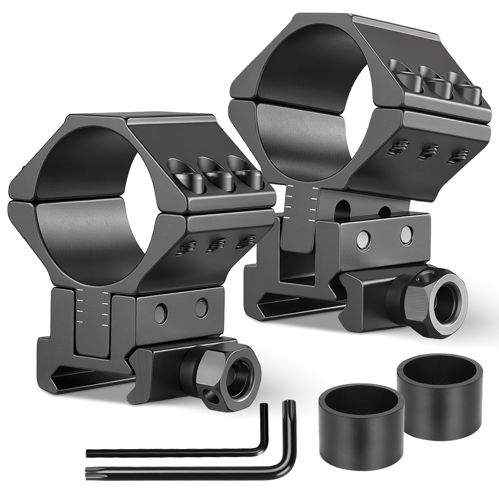 Hunting Outdoor - ユニークファイヤー ライフルスコープリング、1インチ（25.4mm）-30mm、角度と高さ調整可能な懐中電灯マウント、20mmピカティニーレール対応