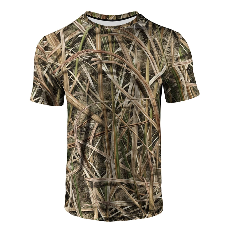 Hunting Outdoor Shop - メンズ グラスカモフラージュプリント Tシャツ カジュアル クルーネック 半袖Tシャツ