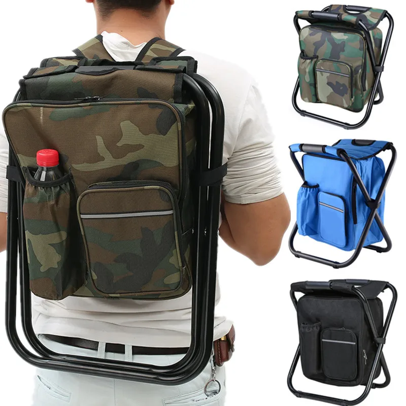 Outdoor Hunting Chair - 2 in 1 折りたたみ釣り椅子バッグ釣りバックパック椅子スツール便利な耐摩耗性屋外狩猟登山用品