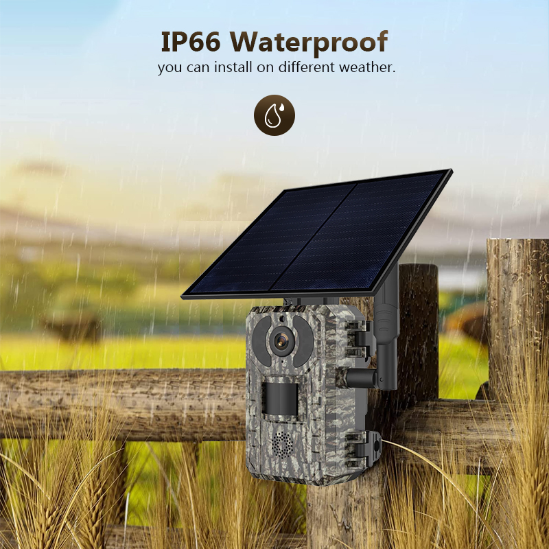 Trail Camera Infrared - トレイルおよび屋外撮影カメラ,4mp,wifiアプリ,ソーラーパネル,防水,ip66,セキュリティ