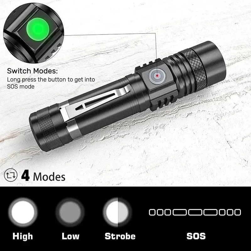 T6 LED 充電式懐中電灯、18650 ズーム可能なトーチ - Hunting Outdoor のレビューと価格