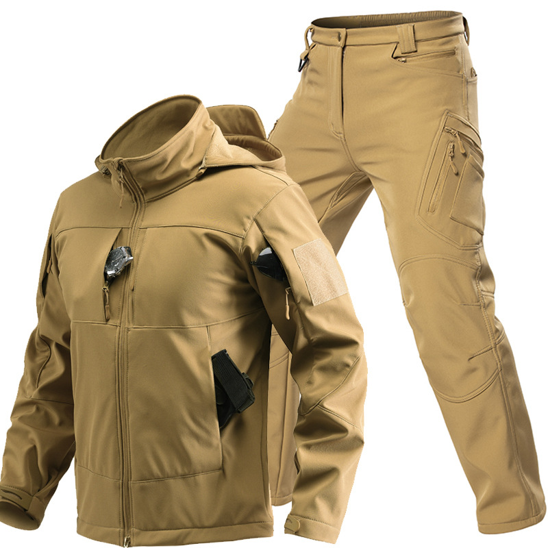 男性用アウトドアタクティカルソフトシェルスーツ フード付きフ - Hunting & Outdoor Supplies Vanderbijlpark のレビューと価格