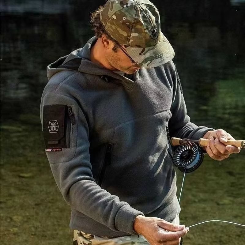 男性の冬の熱フリース屋外狩猟ジッパー軍事戦術ジャケットフード - Outdoor Hunting Hoodie のレビューと価格