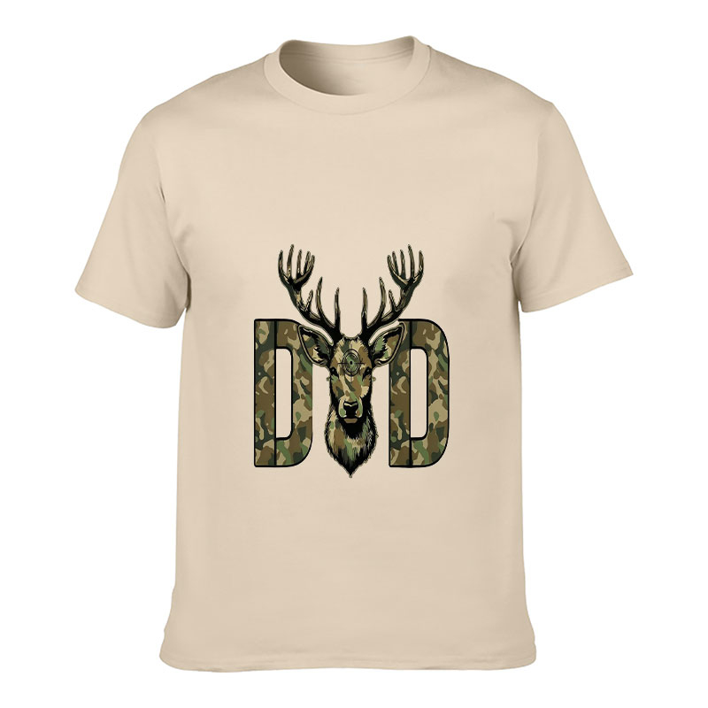 男性女性ユニセックス半袖Tシャツ迷彩柄鹿の頭DADレターハン - Hunting Outdoor Shop のレビューと価格