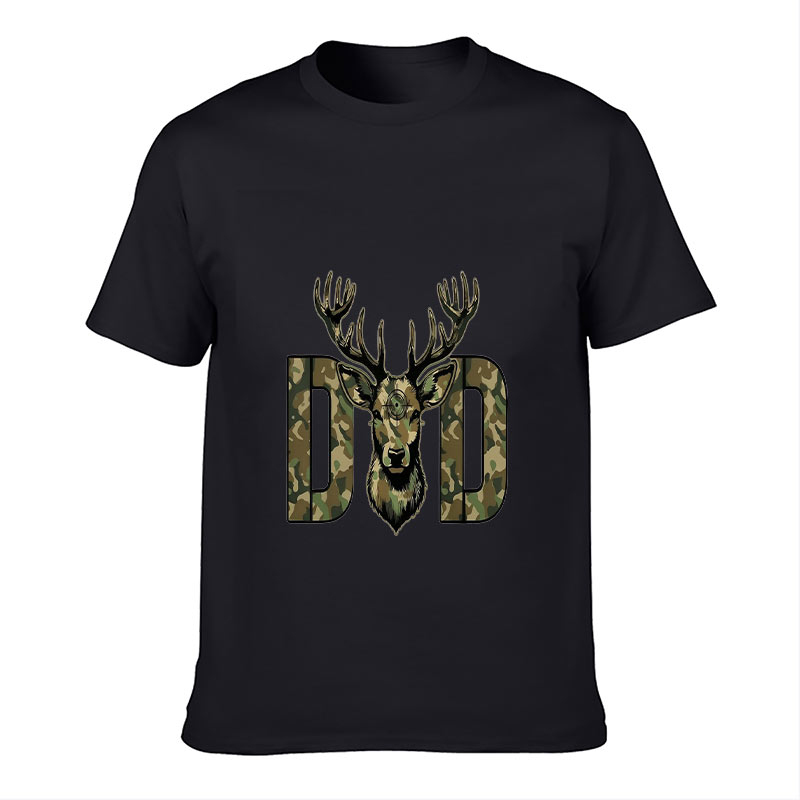 男性女性ユニセックス半袖Tシャツ迷彩柄鹿の頭DADレターハン - Hunting Outdoor Shop のレビューと価格