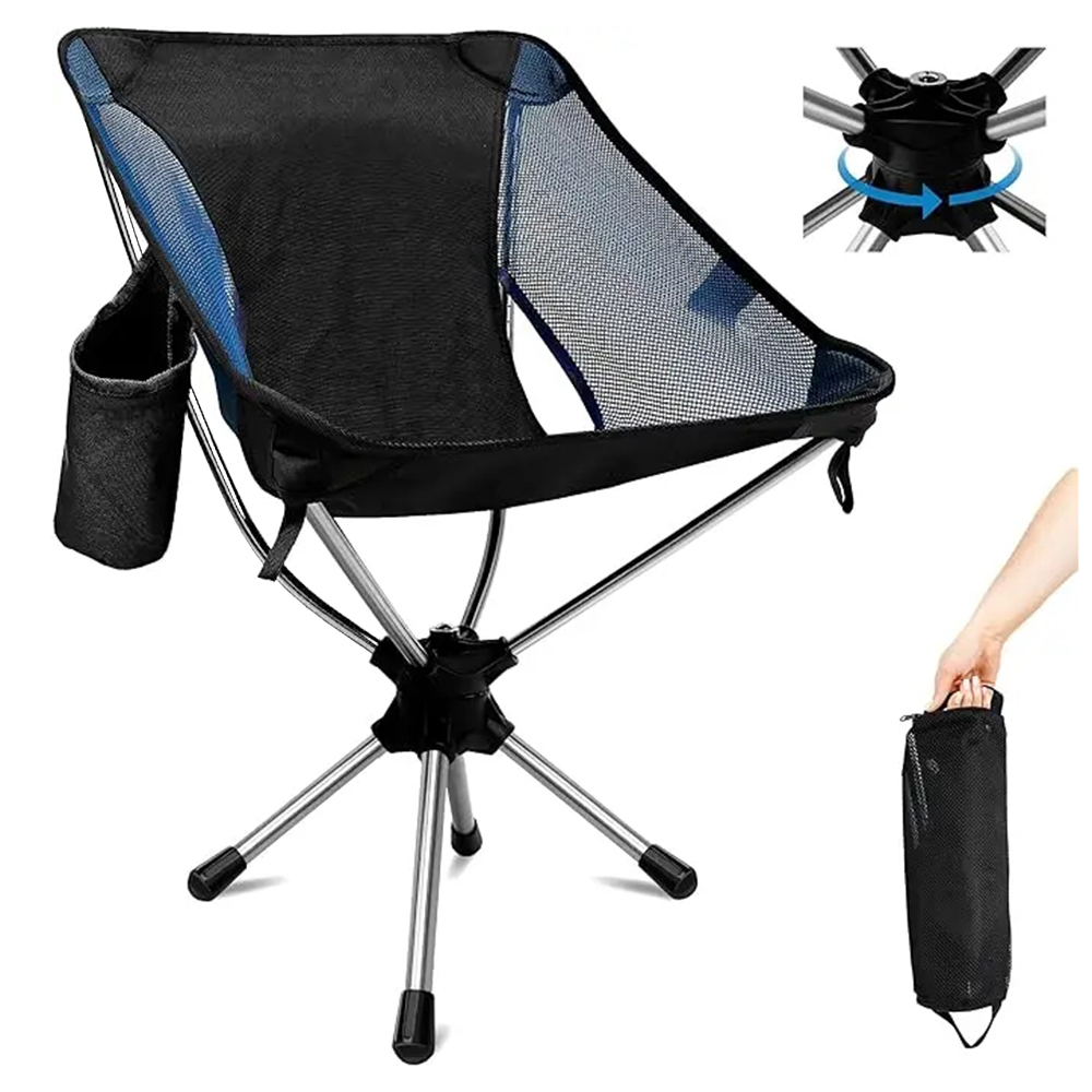 折りたたみ式キャンプチェア360 °   大人用回転式スイベ - Outdoor Hunting Chair のレビューと価格