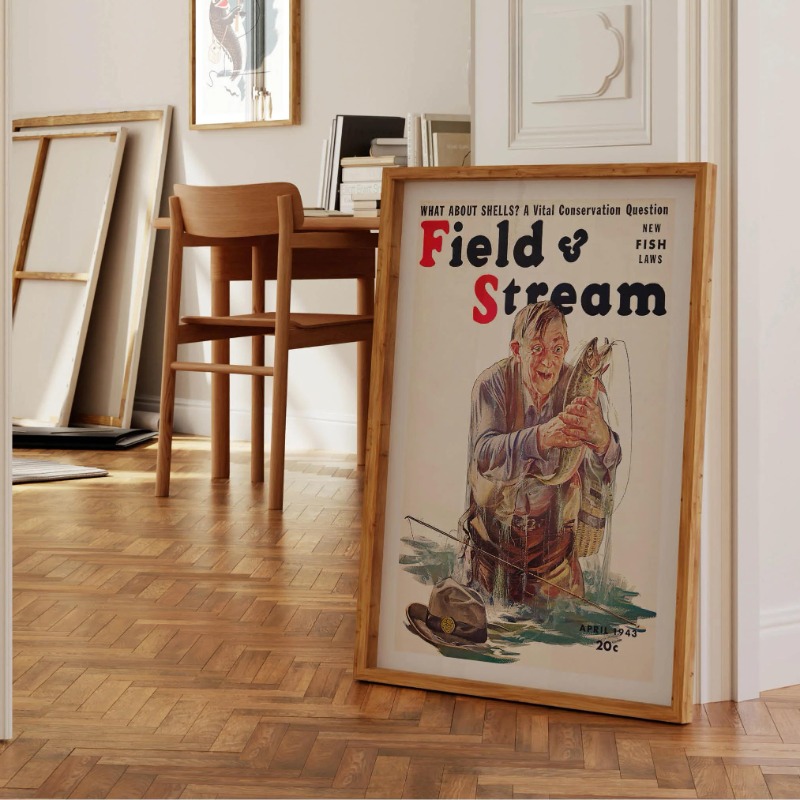 ヴィンテージフライフィッシングキャンバスプリントレトロトラベ - Outdoor Hunting Paintings のレビューと価格