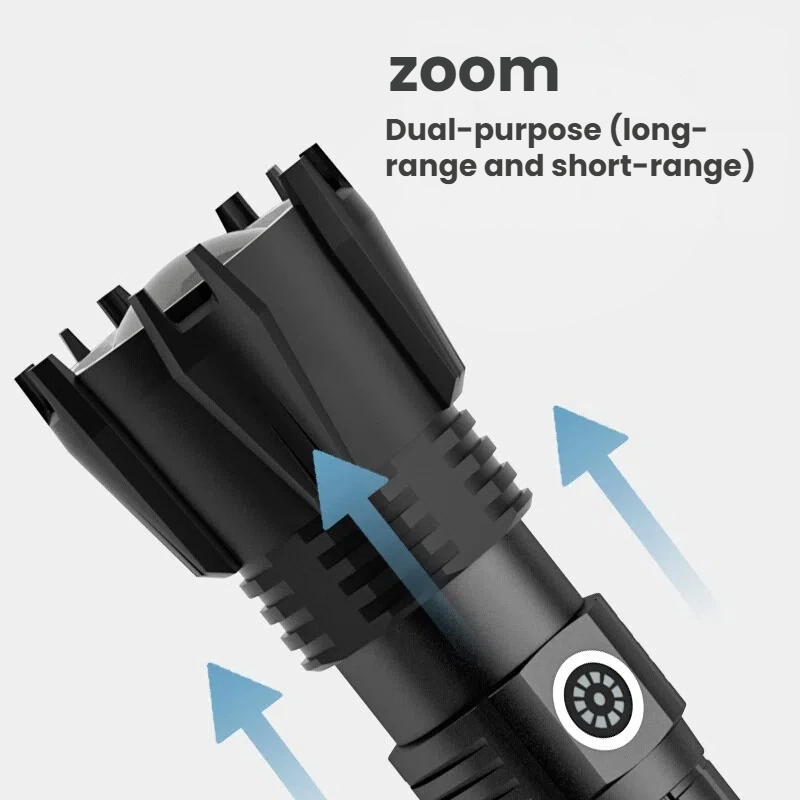 高出力 P90 LED 懐中電灯 TYPE-C 充電式ズーム - Hunting Outdoor のレビューと価格