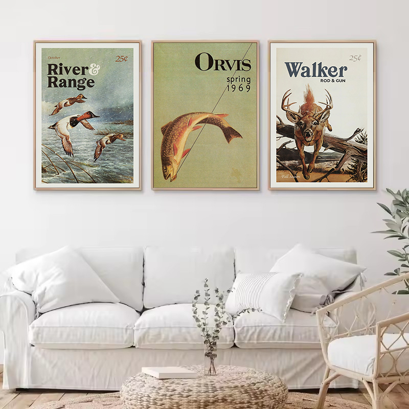 レトロ野生動物屋外狩猟釣り野生動物ヴィンテージポスターキャン - Outdoor Hunting Paintings のレビューと価格