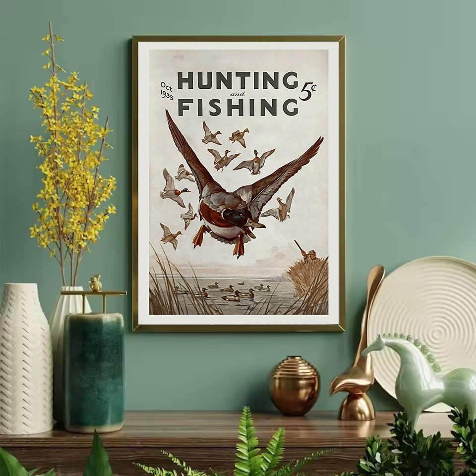 レトロ野生動物屋外狩猟釣り野生動物ヴィンテージポスターキャン - Outdoor Hunting Paintings のレビューと価格