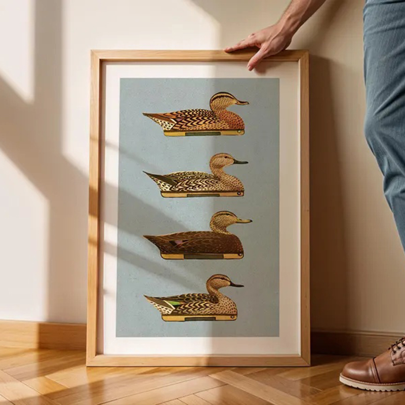 レトロなアヒルプリントアウトドアアートアヒルデコイポスターア - Outdoor Hunting Paintings のレビューと価格