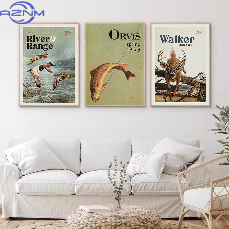 AZNM レトロ野生動物屋外狩猟釣り野生動物ヴィンテージポス - Outdoor Hunting Paintings のレビューと価格