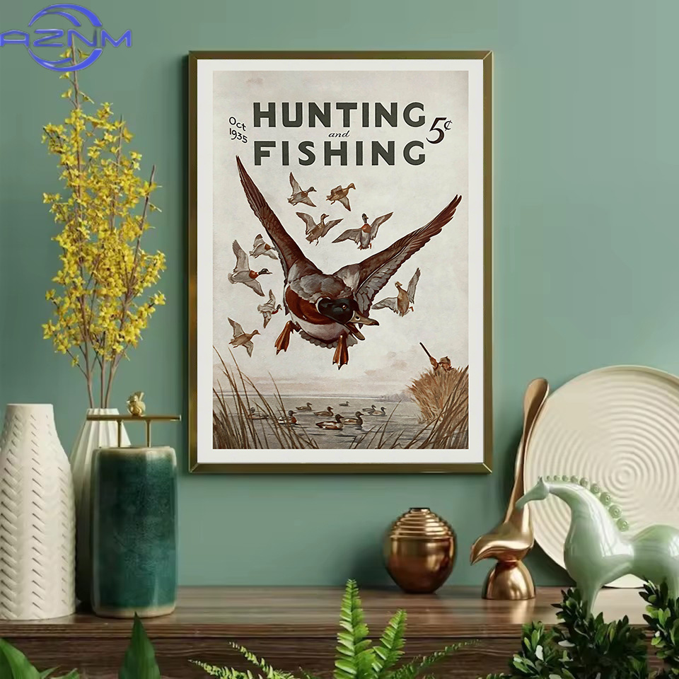 AZNM レトロ野生動物屋外狩猟釣り野生動物ヴィンテージポス - Outdoor Hunting Paintings のレビューと価格